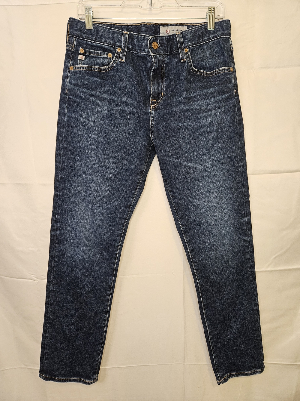 AG Adriano Goldschmied Womens Dark Wash Blue Denim Slim Jeans Mid Rise 28